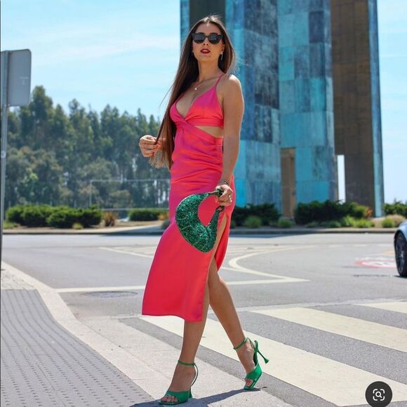 ZARA SATIN EFFECT CUT OUT DRESS - Picture 11 of 16